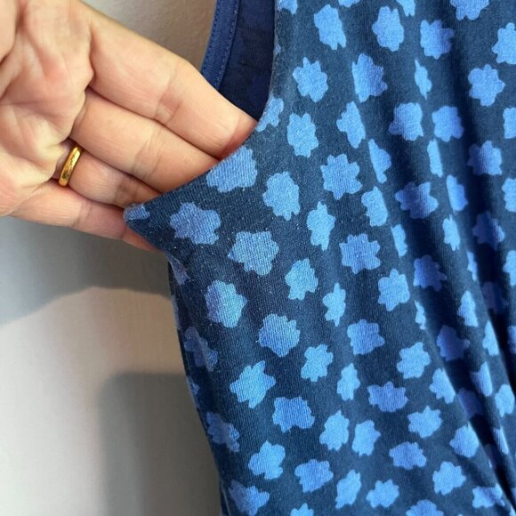 Boden Knee Length Floral Retro Dress Jersey Ruched Sz 4R in Blue Floral - Picture 3 of 11